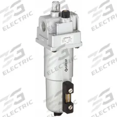 GROZ Compressed Air Lubricator: Micro Mist, 1/2 in NPT, 200 cfm, 290 psi Max Op Pressure, Knob (MPN L1593-M). Key specifications — attr111774: Aluminum; attr111402: Standard Duty; attr111761: GROZ.