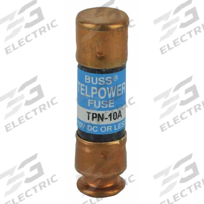 BUSSMANN Telecom Protection Fuse: TPN Series, Fast-Acting, Cylindrical, 10 A - Fast-Acting Cylindrical Fuses