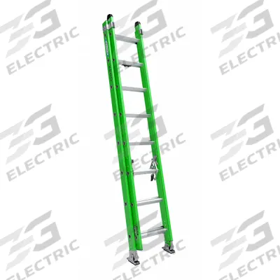 WERNER Extension Ladder: 32 ft Ladder Size, Fiberglass, 375 lb Load Capacity, 60 lb Wt - Non-Conductive Fiberglass Extension Ladders
