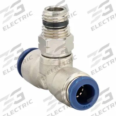 AIGNEP USA Push-Fit Tee Fitting: 1/2 in OD x 1/2 in OD x 1/2 in Pipe Size, Brass, Silver - Nickel-Plated Brass Tube Fittings