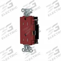 HUBBELL Receptacle: Decorator Duplex, 5-15, Red, 125V AC, 15 A, 2 Pole / 3 Wire (MPN HBL2152STRTR)
