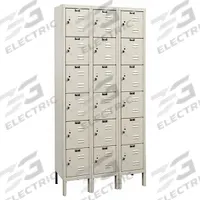 HALLOWELL Box Locker: 36 in x 18 in x 78 in, 6 Tiers, 3 Units Wide, Louvered, Padlock Hasp, Tan, Tan (MPN U3288-6A-PT). Key specifications — Locker Color: Tan; Door Type: Louvered; Includes Number Plates: Yes; Brand: HALLOWELL; Assembled: Assembled; Color Family: Tan.