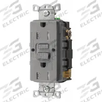 HUBBELL GFCI Receptacle: Duplex, 5-15, Gray, GFCI, 125V AC, 15 A, 2 Pole / 3 Wire (MPN GFRTR15GRY)