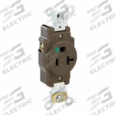 LEVITON Plugs and Receptacles: Hospital Grade, Single, 5-20R, Brown, 125V AC, 20 A - General Purpose Receptacles