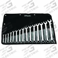 WRIGHT Wrench Set: Steel, Satin, 15 Tools, 15 Range of Head Sizes, 15° Head Offset Angle, Std (MPN 715). Key specifications — attr309520: Satin; attr309519: Steel; attr309509: 15; attr324929: WRIGHT; attr309512: Tool Roll; attr309522: No; attr309533: Yes.