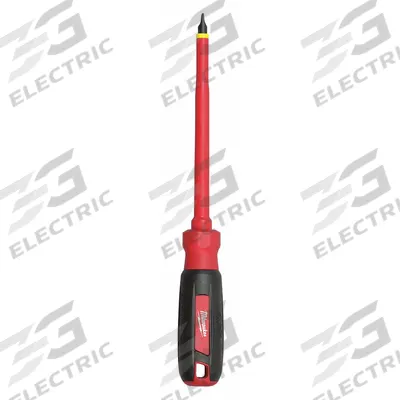 MILWAUKEE Insulated Slotted Screwdriver: 1/4 in Tip Size, Long Lg, 10 in Overall Lg - Insulated Slotted Screwdrivers