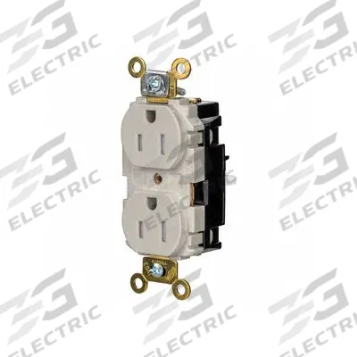 HUBBELL Receptacle: Duplex, 5-15, Light Almond, 125V AC, 15 A, 2 Pole / 3 Wire (MPN HBL5262STLATR) - General Purpose Receptacles