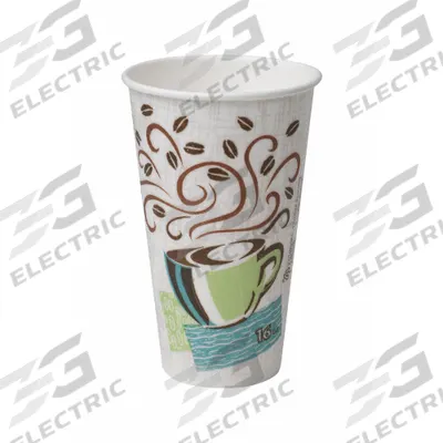 DIXIE Disposable Hot Cup: 16 oz Capacity, White, Paper, Unwrapped, Coffee Haze - Bio-Based Hot Cups