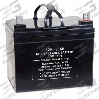 APPROVED VENDOR Sealed Lead Acid Battery: 12V DC, 33 Ah Capacity, 6.1 in Ht, 7.72 in Wd - AGM Sealed Lead Acid Batteries
