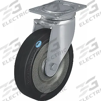 APPROVED VENDOR Plate Caster: Swivel, No Brake, Rubber, 6 5/16 in Wheel Dia., 2 in Wheel Wd - General-Purpose Maintenance-Free Plate Casters