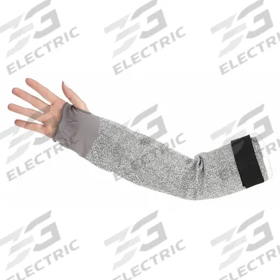 KRYTECH Cut-Resistant Sleeves: Cut Level A2, With Thumbhole, Gray - Light-Duty Cut-Resistant Sleeves
