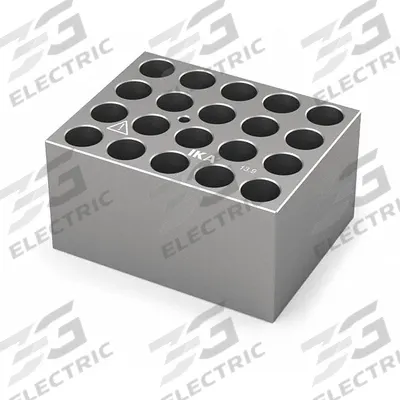 IKA Dry Block: Anodized Aluminum, 3 3/4 in Overall Wd, 3 in Overall Lg, 20 Wells - Dry Bath Blocks