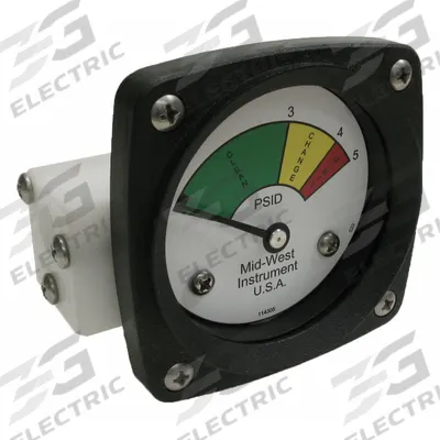 MIDWEST INSTRUMENT 3-Color Differential Pressure Indicator: 1,000 psig Max - Differential Pressure Indicators