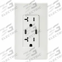 USB Receptacle: Decorator Duplex, 5-20R, USB Type C, White, 125V AC, 20 A (MPN T5835-W). Key specifications — Brand: LEVITON.
