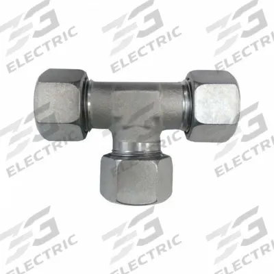 BRENNAN INDUSTRIES Compression Tee Fitting: M26x1.5 x M26x1.5 x M26x1.5 Thread Size, Steel - Flareless Bite-Type Steel Compression Fittings