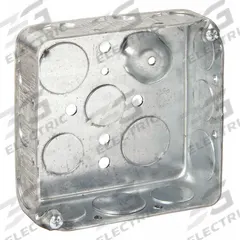 RACO Electrical Box: Steel, Steel - 4" x 4" Square Box Material & Nominal Size, Square, 2 Gangs (MPN 192). Key specifications — Brand: RACO; Bracket Style: Without Bracket; Clamp Style: Without Clamps.
