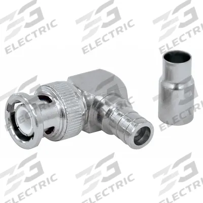 DOLPHIN COMPONENTS CORP Coaxial Connector (Right Angle): Male, Connector, Silver, Crimp-On - BNC Coaxial Connectors