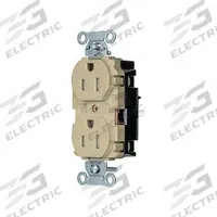 HUBBELL Receptacle: Duplex, 5-15, Ivory, 125V AC, 15 A, 2 Pole / 3 Wire (MPN 5262STITR)