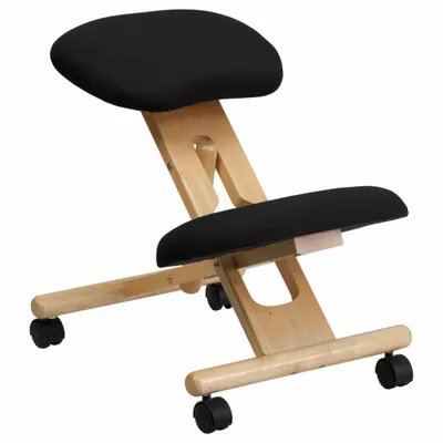 FLASH FURNITURE Kneeling Chair: 24 in Max Overall Ht, 17 1/2 in Overall Wd, Black - Kneeling Chairs