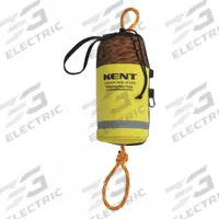 KENT SAFETY Rescue Throw Bag: 100 ft Rope Lg, 5 1/2 in Overall Dia, Reflective Bag, 13 in Overall Ht (MPN 152800-300-100-13). Key specifications — Brand: KENT SAFETY; Bag Color: Yellow; Includes: Grab Strap with Buckle; Reflectivity: Reflective Bag.