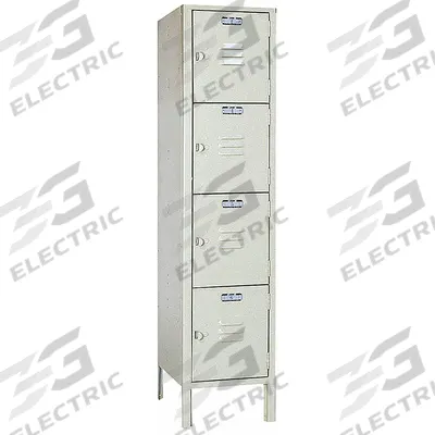 LYON Box Locker: 12 in x 12 in x 54 in, 4 Tiers, 1 Units Wide, Louvered, Padlock Hasp - Louvered Metal Box Lockers