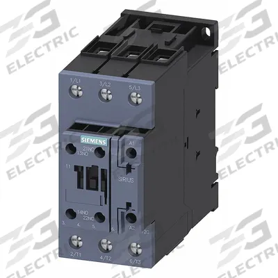 Siemens Power Contactor: Non-Reversing, 3 Poles, 3NO Contacts, 51 A - Non-Reversing IEC Contactors