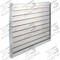52"H-W 4.5"L Aluminum Backdraft Damper: For 48 in Fan, Single Panel, 52 in H, 52 in W, 2 in D, Felt (MPN 4HX71). Key specifications — Airflow Direction: Vertical; Blade Type: Flat Blade; Brand: DAYTON; Maximum Air Velocity: 2250 fpm; Mounting Position: Horizontal.