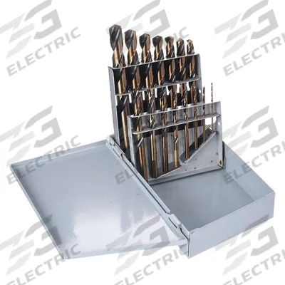 APPROVED VENDOR Mechanics Length Drill Bit Set: 15 Pc, 1/16" to 1/2" - High-Speed Steel Mechanics-Length Drill Bit Sets