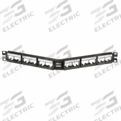 Patch Panel: 1 Rack Units, 24 Ports, Angled, Label Pocket/Not Numbered, Unshielded, Front Access (MPN CPPLA24WBLY). Key specifications — Brand: PANDUIT; Compatible Adapter Type: Panduit Mini-Com Modules; Material: Steel; _Access Type: Front Access; _Port Labeling: Not Numbered; _Series: Mini-Com; _Shielded: Unshielded.
