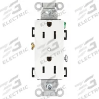 BRYANT Receptacle: Duplex, 5-15, White, 125V AC, 15 A, 2 Pole / 3 Wire (MPN CRS15W)