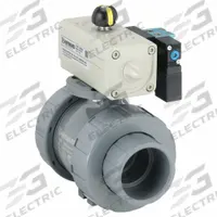 HAYWARD FLOW CONTROL Pneumatically Actuated Two-Way Ball Valve: 2 in, CPVC, Air to Air, Three-Piece (MPN PSDTBH220STEA8). Key specifications — Brand: HAYWARD FLOW CONTROL; Connection Gender - Side 1: Female; Actuator Features: Position Indicator; Actuator Operation: Air to Air; Actuator Series: PSD; Connection Gender - Side 2: Female; Connection Type - Side 1: True-Union Socket/True-Union NPT; Connection Type - Side 2: True-Union Socket/True-Union NPT.