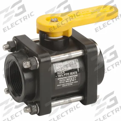 BANJO Manual Two-Way Ball Valve: 1 1/4 in, Polypropylene, Straight, FNPT x FNPT - Polypropylene Ball Valves