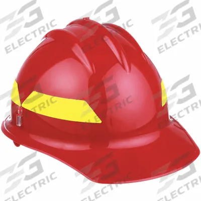 BULLARD Fire Helmet: Red, Front Brim, Chin Strap