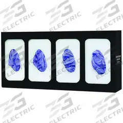 BOWMAN DISPENSERS Glove Dispenser: Steel, 21 1/4 in Overall Wd, 10 in Overall Ht, Wall, (4) Boxes (MPN GL004-0420). Key specifications — Dispenser Layout: (4) Boxes; Fill Direction: Left Load; Material: Steel; Brand: BOWMAN DISPENSERS; Color: Black.