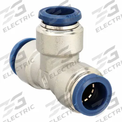 AIGNEP USA Push-Fit Tee Fitting: 1/2 in OD x 1/2 in OD x 1/2 in OD Size, Brass, Silver - Nickel-Plated Brass Tube Fittings