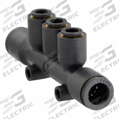 LEGRIS Push-Fit Tee Fitting: 10 mm OD x 6 mm OD x 6 mm OD Size, Polymer, 81 mm Overall Lg - Nylon & Nickel-Plated Brass Tube Fittings