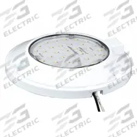 MAXXIMA Dome Light: Round, 12/24V DC, LED, Clear, White, 5 7/8 in Overall Dia, 1 3/16 in Overall Ht (MPN M84435-A). Key specifications — Lens Color: Clear; Mount Type: Screw; Electrical Connection: Blunt Cut Wires; Housing Color: White; Brand: MAXXIMA; Operating Voltage: 12/24V DC; Mount Style: Surface.