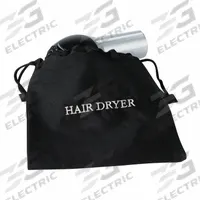 HOSPITALITY 1 SOURCE Hair Dryer Bag: Black w/White Embroidery, 12 in Overall Wd, Cotton/Poly Blend (MPN FRHDBAGWEM). Key specifications — Color: Black w/White Embroidery.