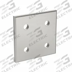 Joining Plate: Square Flat Plate, 40 Series, 76 mm x 76 mm x 6 mm, For 8 mm Slot Wd, 4 Holes, Gray (MPN 093VA8080). Key specifications — Material: Aluminum; Brand: FATH INC.; Finish: Anodized.