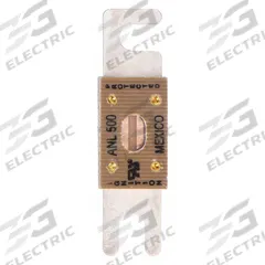 BUSSMANN Forklift Limiter Fuse: ANL Series, Bolt-On, Fast-Acting, 500 A, 80 V DC, Indicating, AC/DC (MPN ANL-500). Key specifications — Brand: BUSSMANN; Series: ANL; Equivalent Fuse Series: ANL & CNL.