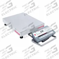 OHAUS Industrial Bench Scale: 12 in x 14 in, Not IP Rated, Front-Mounted, Stainless Steel (MPN D52P12RTR5). Key specifications — attr1341383: RS-485; attr1341384: 0.001 lb/0.5 g; attr1341400: OHAUS; attr1383935: Stainless Steel.