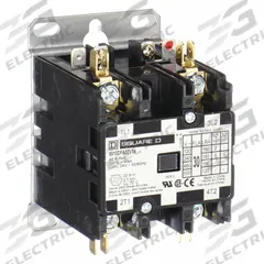 SQUARE D Definite Purpose Magnetic Contactor: 2 Poles, 208-240V AC, 30 A, Non-Reversing (MPN 8910DPA32V09). Key specifications — Brand: SQUARE D; Coil Voltage: 220/208-240V AC; Contactor Style: HVACR Definite Purpose Contactor; Terminal Connection Type: Screw Clamp Terminals; Maximum Voltage Rating: 600V AC; Series: 8910 Series Type DPA; Phase: Single; Main Pole Contact Form: 2NO.