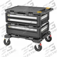 DEWALT Tough System Tool Box Set: 26 in W x 34 in D x 30 in H, Metal, Black (MPN DWST60520). Key specifications — attr1117159: Padlock; attr1117257: DEWALT; attr1117131: Black; attr1124427: Latch; attr1126396: Metal; attr1136067: All-Terrain.