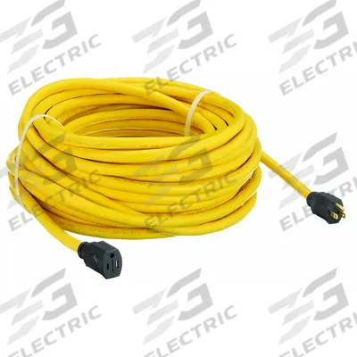 APPROVED VENDOR Extension Cord: Outdoor Use, 100 ft Lg, Outlet, 5-15P, 10/3, SJTW, Yellow - Outdoor Extension Cords with Single Outlet