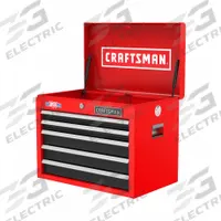 CRAFTSMAN Top Chest: 5 Drawers, Light Duty, 26 in Overall Wd, 16 in Overall Dp, 19 3/4 in Overall Ht (MPN CMST98263RB). Key specifications — Brand: CRAFTSMAN; Power Outlets Included: (2) USB; Includes Drawer Liners: Yes.