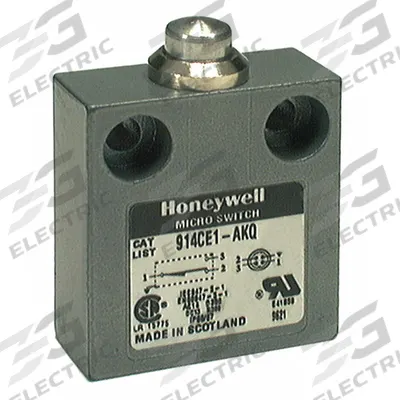 Honeywell Non Plug-In Limit Switch: Plunger Actuator, Metallic, Plunger, 2 Mounting Holes - Top-Mount Plunger Limit Switches
