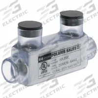 POLARIS Multitap Connector: 2 Port, In-Line Entry, 6 AWG – 250 kcmil Wire Size, Clear (MPN ISR-250CB). Key specifications — Body Material: Aluminum; Brand: POLARIS.