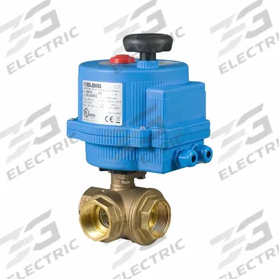 BONOMI Electrically Actuated Three-Way Ball Valve: 1/4 in, Brass, 12V AC/DC - T-Port Brass Electrically-Actuated Ball Valves