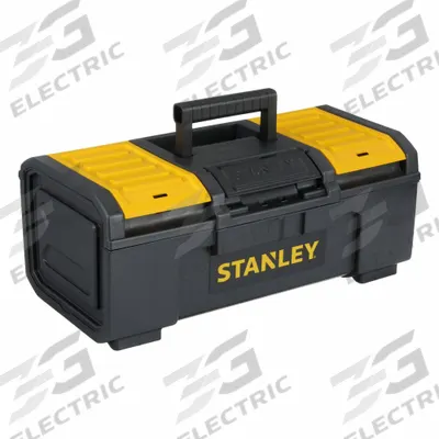 STANLEY Tool Box: 16 in W 8 3/4 in D 6 5/16 in H, Plastic, Black, Hinged Lid - Plastic Tool Boxes