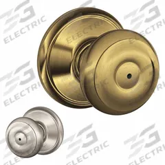SCHLAGE RESIDENTIAL Door Lockset: Privacy Knob Locksets, Brass (MPN F40 GEO 609X619). Key specifications — Lockset Style: Georgian.